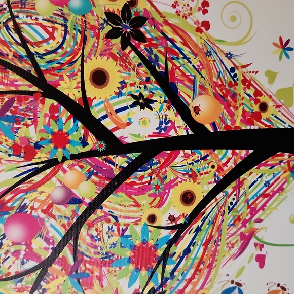 multi coloured heart tree print on canvas, - Picture 6 of 7